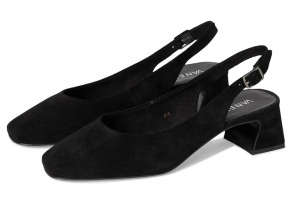 Vaneli Womens Darsy Slingback Heels Size 8 Wide Black Suede NIB